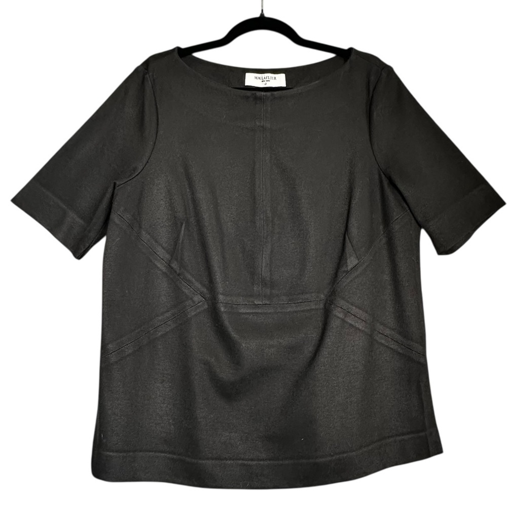 M.M.LaFleur Vintage Black Structured Boxy Shell Top Architectural Seaming 2/smal